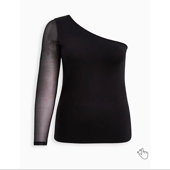 NWT TORRID One Shoulder Top Foxy and Mesh Black Size 4X - Picture 5 of 7
